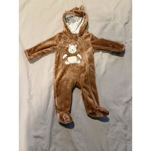 Disney Baby Winnie the Pooh Plush Bunting Snow Suit 6-9M Hooded Footed One-Piece